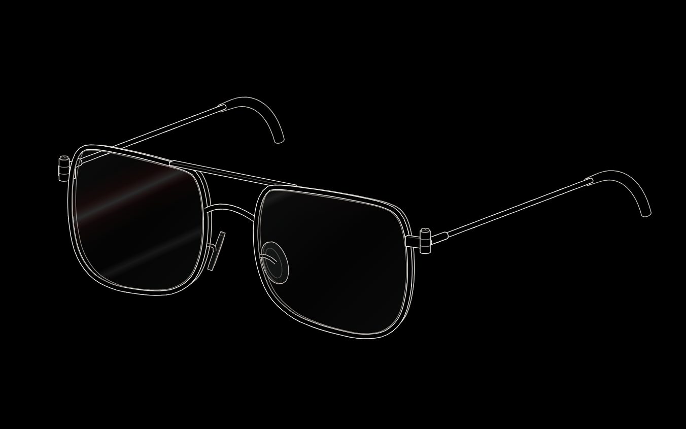 Gafas en línea isométrica blanca sobre negro